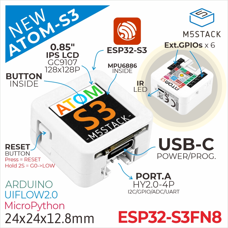 Original M5Stack ATOMS3 ESP32- – Esp32 Uart Module Bewertung und Preis